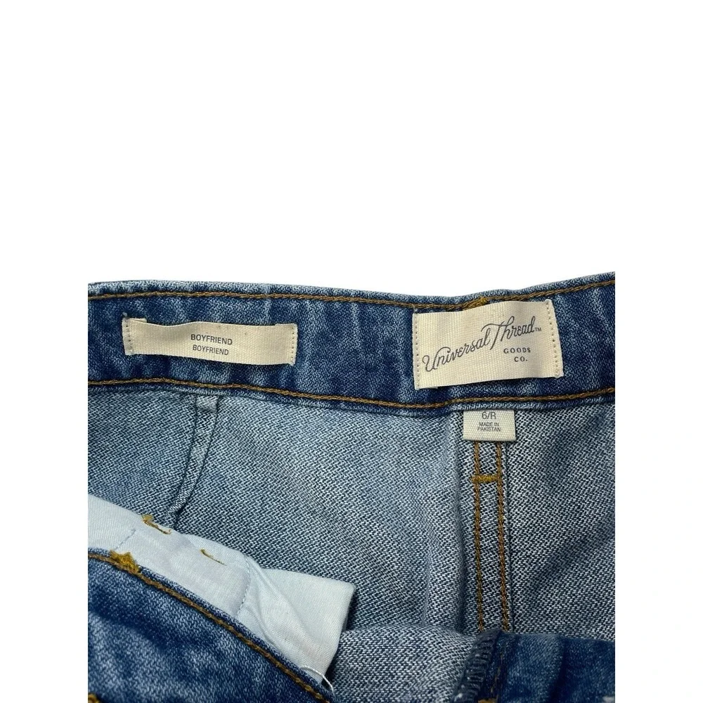 Universal Thread Boyfriend Cargo Jeans 6R 90s Style High Rise Utility Blue Denim